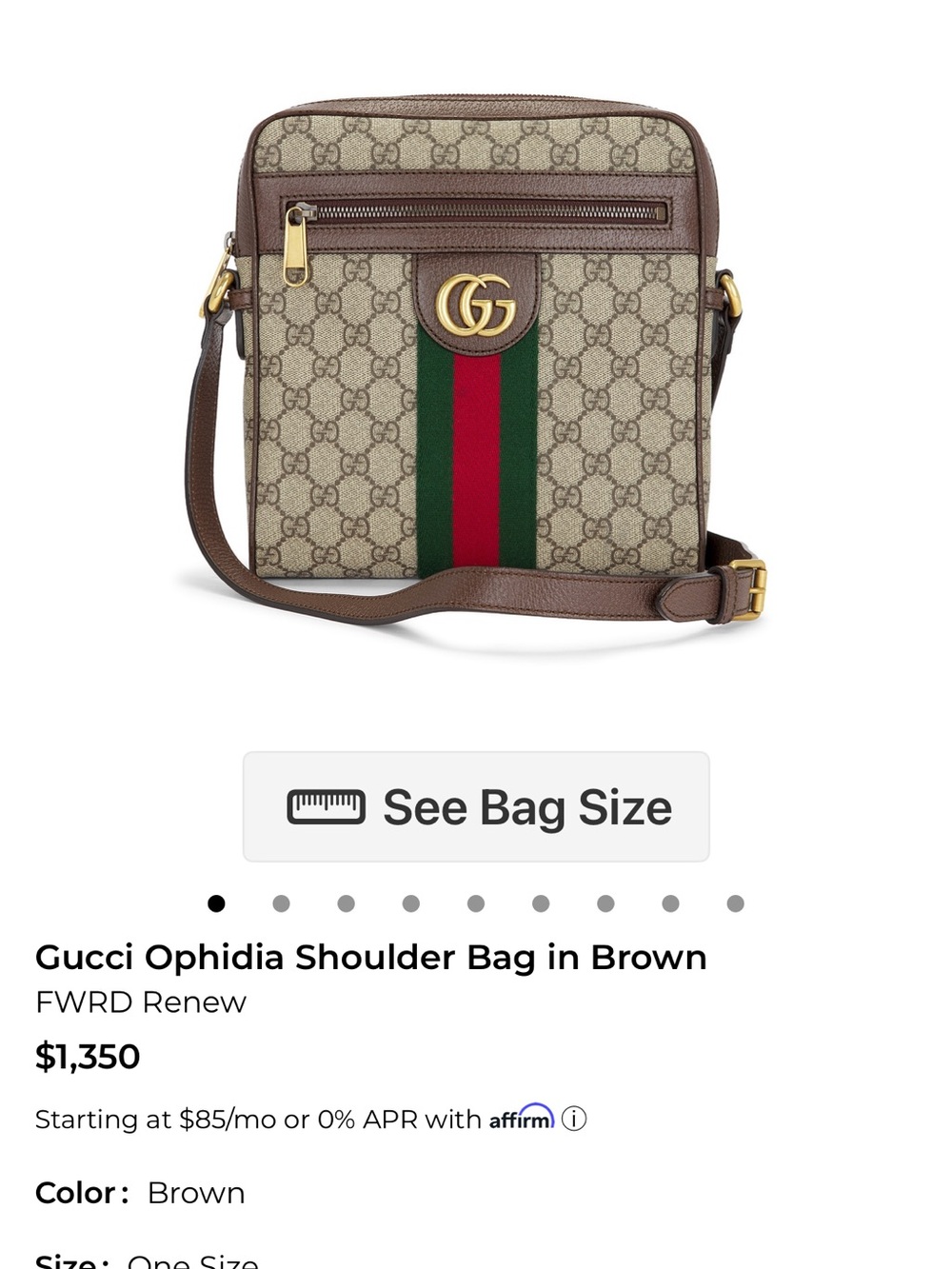 Gucci Brown GG Supreme Vertical Web Messenger Bag
